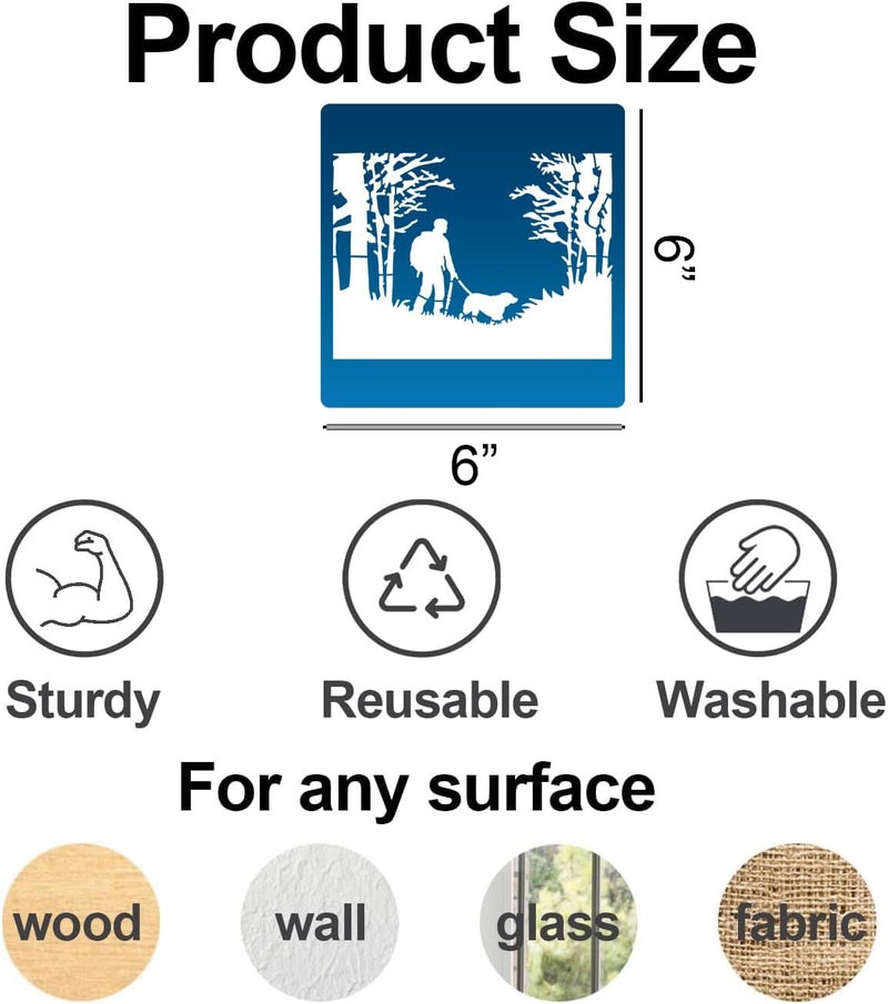 SUNVERSE Wood Burning Stencils for Crafts Reusable Forest Wildlife Stencils Mountain Scene Stencil for Painting on Wood Fabrics DIY Crafts - Image 2